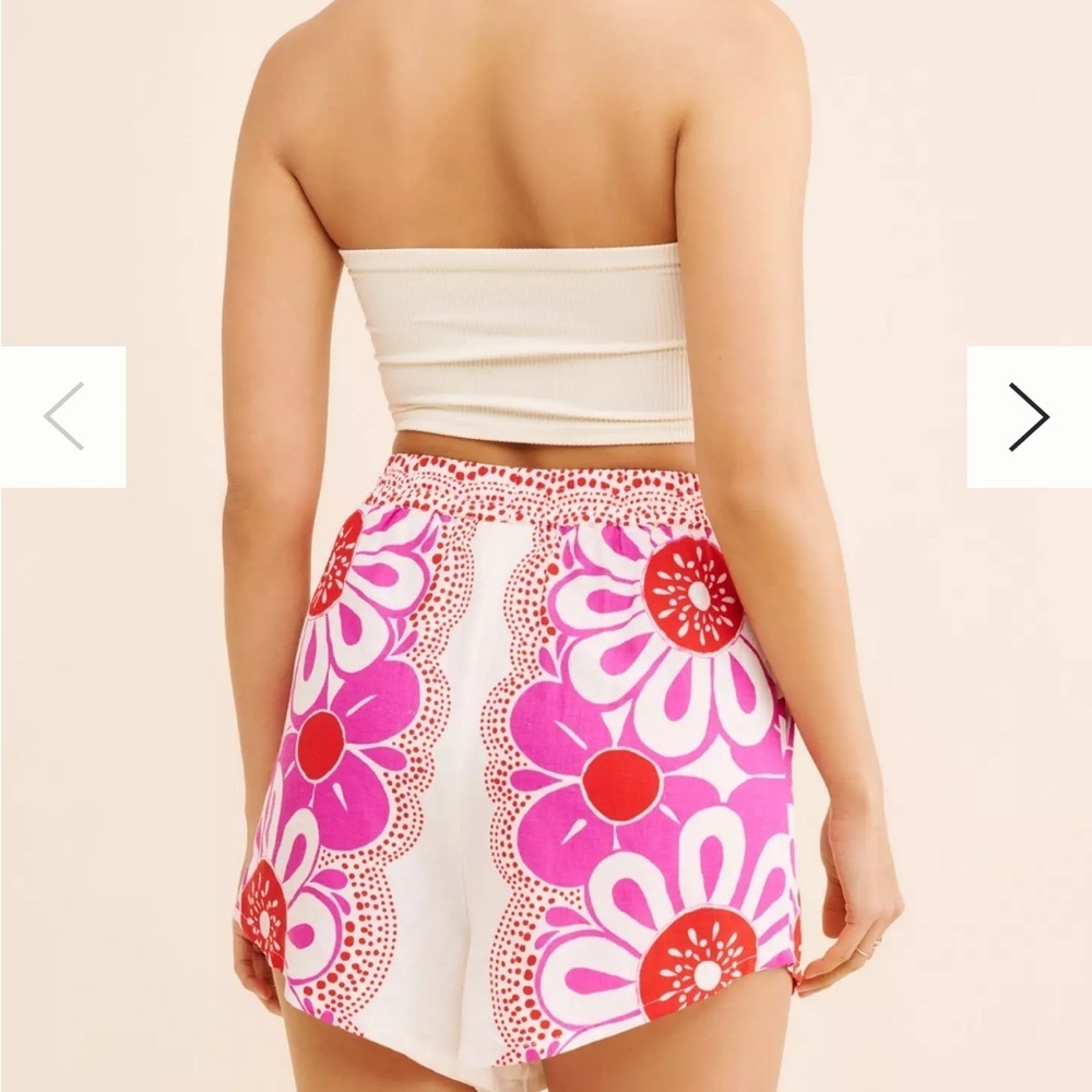 NWT Farm Rio Maia off white floral linen blend shorts drawstring shorts XS - Picture 9 of 12